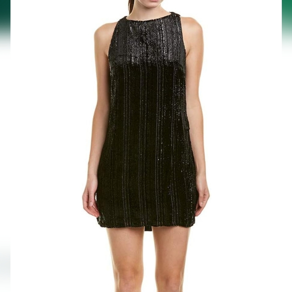 Astr Black Velvet Evening Dress